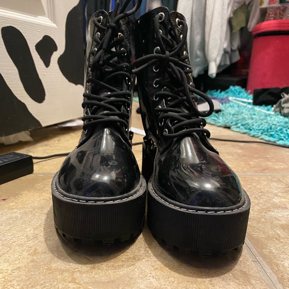 black platform boots